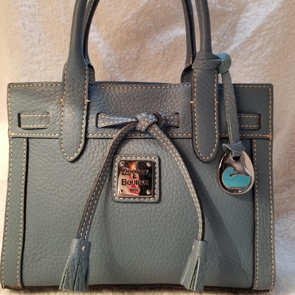 Dooney & Bourke Handbags - Dooney & Bourke Blue Leather Tassel Tote Bag